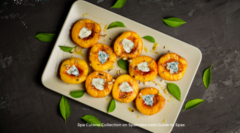Honey Sage Baked Peaches with Bleu Cheese