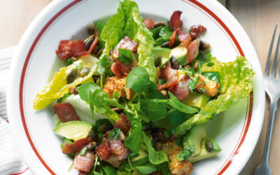 Avocado Walnut and Crispy Bacon Salad