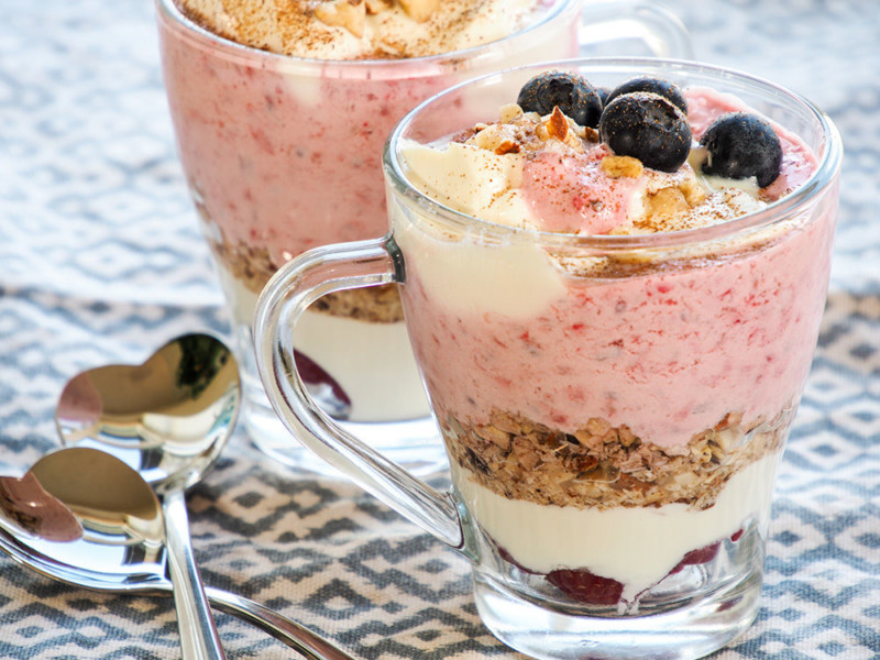 Raspberry Crunch Yogurt Sundae