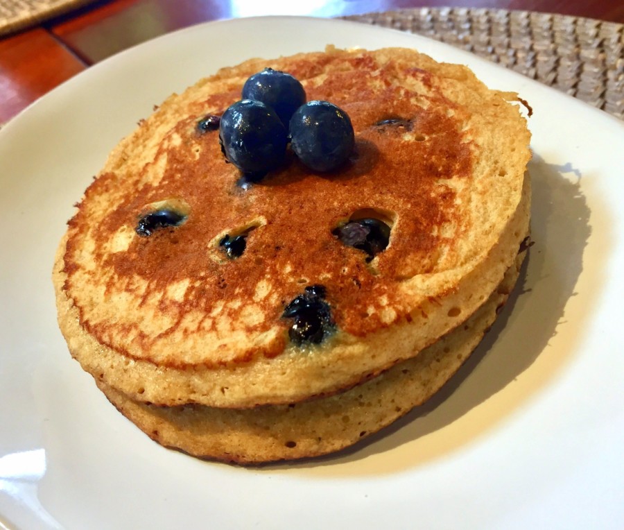 Banana Blueberry Oatmeal Pancakes