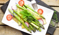 Strawberry Rhubarb Asparagus Salad
