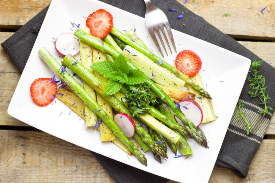 asparagus strawberry rhubarb salad