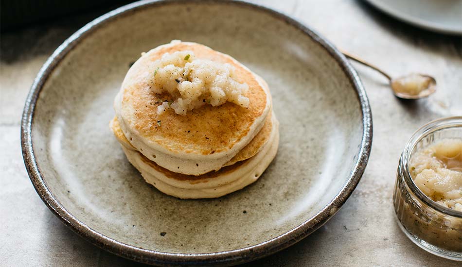Coconut Pancakes with Pear Sauce