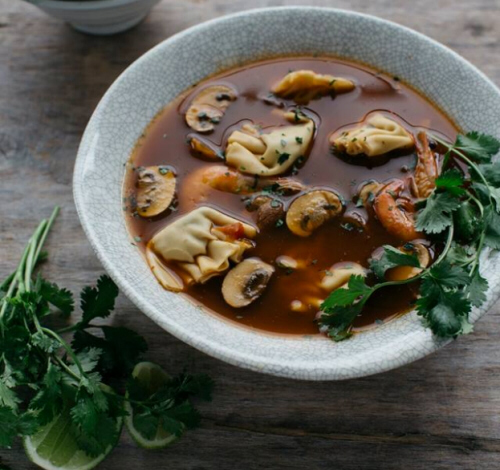 Tom Yum Soup with Crab Dumplings