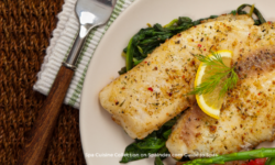 Baked Cajun Catfish and Greens