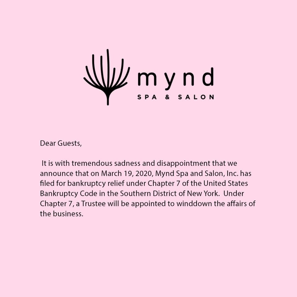 MYND SPA SALON CLOSED