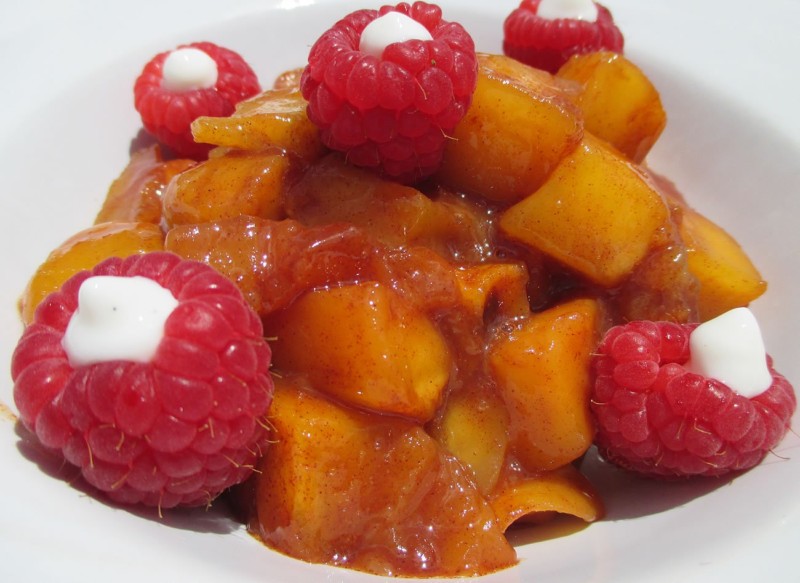 Pritikin Mango Compote with Vanilla Sauce Recipe