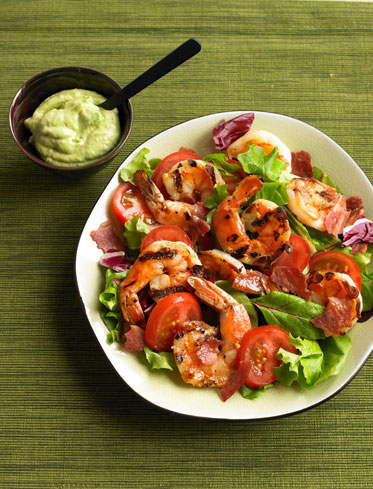 Grilled Prawn Salad with Avocado Aioli